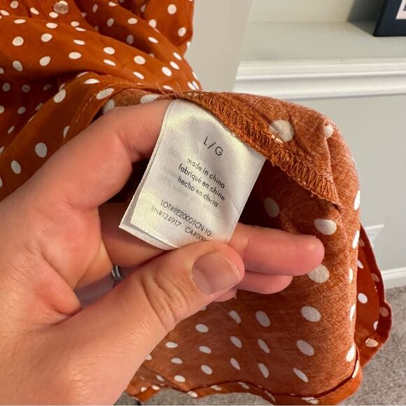 WeWoreWhat Orange White Polka Dot Mini Dress Large - Picture 5 of 11